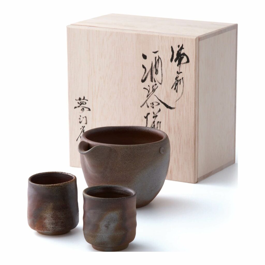 備前焼 山天窯 棧切り 酒器揃